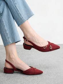 CUCCOO BIZCHIC New Design Pointed Minimalist Commuter Style Stylish Flats, Suitable For Christmas And Spring Wear - Burgundy.. - View 1