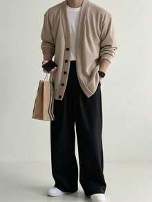 DAZY Men's Solid Black Commuter Pants For Autumn - Black - View 11