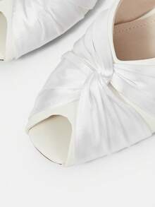 CUCCOO HITCHD Sandalias blancas de cara suave con fondo plano y ondulado, de temperamento femenino, de satén, con punta abierta, versátiles, estilo hada - Blanco - Ver 4