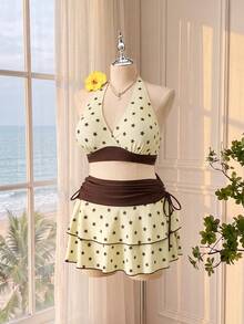 Bellisia 2026SS Star Print Cute Sweet Vintage Casual Vacation Beach Seaside Plus Size Swimwear Set - Pink - View 5