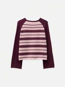 Nöista Camiseta de raglán a rayas en color burdeos y rosa. Estilo de otoño, vuelta al colegio y fin de semana. - Burdeos - Ver 9