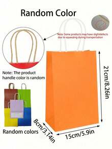 1/6/12/Pcs Fresh Macaron White Kraft Paper Bags, Minimalist Solid Color Textured Tote Bags, Multipurpose Gift Wrapping & Storage Bags For Daily Use - Multicolor - View 2