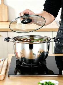 Stainless Steel Mini Steamer Set: 1 Pot +1 Steaming Rack +1 Glass Lid – Kitchen Cookware, Soup Pot & Noodle Pot, Suitable For Induction Cooktops And Multiple Heat Sources | Heat-Resistant Handles | Glass Lid Measures 17.5cm (6.89 Inches) In Diameter - View 7