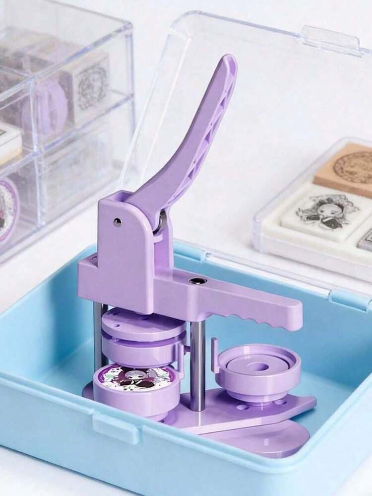 Button Maker Machine 58mm - (3rd Gen) No-Installation 58mm (2.25in) Diy Pin Badge Button Maker Press Machine Badge Punch Press With Free 100pcs Button Parts & Pictures & Circle Cutter - Purple - View 4