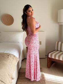 Maria Perezxox 女款碎花前綁帶緊身洋裝 度假派對優雅風 - 彩色 - 查看 5