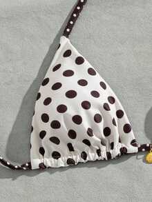 Sunnyshic Swim Mod Women's Sweet Polka Dot Colorblock Reversible Bikini Set - Multicolor - View 4