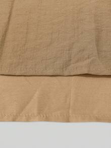 Everyssa Bohemian Style Relaxed Lazy Linen Batwing Sleeve Robe Vacation Style Long Dress - Khaki - View 6