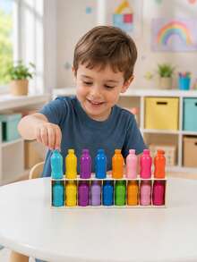 Juego de mesa interactivo de choque de botellas - Juego de adivinación y emparejamiento de botellas de plástico de colores, actividad grupal divertida para fiestas y noches de juegos, diseño compacto y portátil, regalo pensado para amigos y familiares, accesorio casual para aficionados - Juguete de descompresión - Ver 9