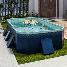 Foldable Non-Inflatable Family Swimming Pool, Adult & Child Portable Ground Pool, Easy Installation For Outdoor Backyard Garden Camping, Durable PVC Material - A - View 3