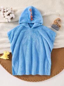SHEIN Bubblio 3D恐龍設計柔軟舒適可翻面羊羔絨連帽泳裝罩衫，適合搭配沙灘褲、浴巾，適用春夏季外出、情人節、約會、旅行、度假、家庭聚會、返校季、生日派對 - 藍色 - 查看 3