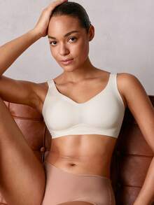 Veilyse Plus Size Seamless Racerback Bra, Adjustable Shoulder Straps, Lightweight Sports Brafor Summerfor Summer - Champagne - View 9