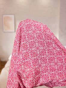 Serenescape Women's Vacation Style Geometric Print Lapel Short Sleeve Long Pants Pajama Set - Pink - View 7