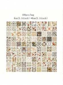 1 Book/100pcs Classic Floral Pattern Paper, 6 Styles, 100 Unique Patterns Options, Suitable For Scrapbook, Journal, Decoration, Memo, Origami, Stationery, Back To School Supplies, A Perfect Small Gift For Back To School - multicolor - View 22