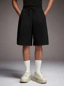 STYNVO Men's Summer Casual Versatile Solid Color Shorts - Black - View 3