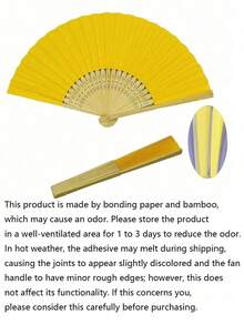 1-25Pcs Solid Color Foldable Bamboo Fans, Portable Hand Fans For Wedding, Party Decor, Gifts & Photo Props (Random Fan Ribs) - Yellow - View 7