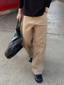 DAZY Khaki Color Curved Hem Men's Pants - Khaki - View 7