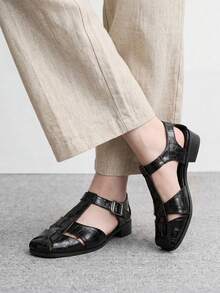 CUCCOO BIZCHIC Women's Shoes, Black, Roman Sandals, Flat Sandals, Comfortable Commuter Classic Office Wear - Black - View 3