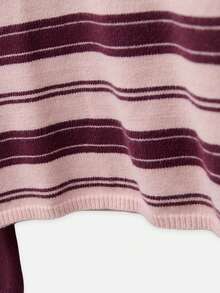 Nöista Camiseta de raglán a rayas en color burdeos y rosa. Estilo de otoño, vuelta al colegio y fin de semana. - Burdeos - Ver 11