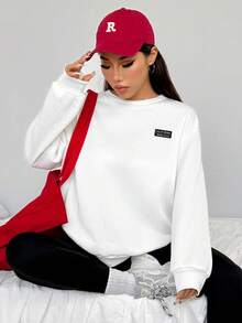 SHEIN EZwear 休閒極簡寬鬆圓領運動衫與修身緊身褲 2 件套裝 - 彩色 - 查看 4