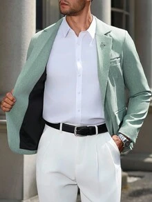 Manfinity Mode Men's Plus Size Fashion Commuter Blazer - Mint Green - View 4