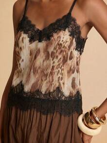 Travachic Women's Sexy Street Leopard Print Lace Patchwork Camisole - Multicolor - View 8