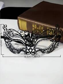 1PC Venetian Wrought Iron Metal Luxury Rhinestone Diamond Exquisite Elegant Handcrafted Unique Shiny Mask For Masquerade Ball Costume Party Role Play Cosplay Goddess Princess Stage Performance Theater Halloween Carnival Decoration Prop Accessory - Black - View 2