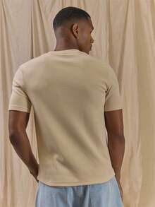 Musero Muscle Fit Lightweight Knit Button Closure Collared Polo Shirt Spring Summer Essentials - Apricot - View 4