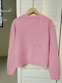 Franclia Women's Minimalist Versatile Elegant Long Sleeve Single-Breasted Cardigan - Pink - View 2