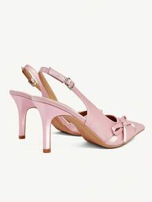 CUCCOO CHICEST Pink Satin Bow Wedge Sandals Women's Head Open-Toe Ankle Buckle Summer Commuter Shoes - Pink - View 6