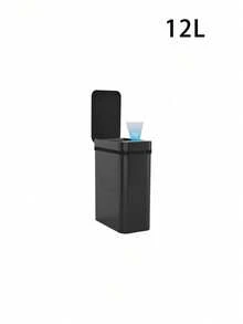 Ljia 2.7 Gallon/4 Gallon Automatic Sensor Trash Can With Lid, Touchless Narrow Small Garbage Bin, Smart Slim Plastic Waste Bin For Kitchen, Bathroom, Office, RV, Bedroom, Living Room, White And Grey - Black - View 8