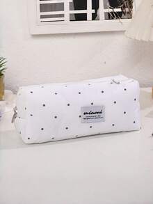 Korean Style Polka Dot Pencil Case, Minimalist Stationery Storage Pouch With Zipper, Portable Lightweight Pen Bag For Office Work, Travel & Daily Use, Cute Desk Organizer - Multicolor - View 13