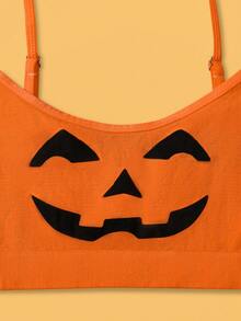 Notgurli Halloween Pumpkin Jacquard Seamless Women's Bra Summer Cute - Orange - View 3