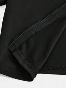 SHEIN Girlism Tween Girl NovaGlow 少女運動休閒日常針織素色開襟外套與喇叭褲套裝 - 黑色 - 查看 8