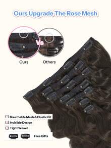 7Pcs Wavy Clip In Hair Extensions Real Human Hair Body Wave Hair Extensions For Women Natural Human Hair Extensions Clip Ins - S2 - View 5