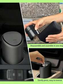 1pc Black/White Car Mini Trash Can, Car Silicone Garbage Can, Silent And Easy To Clean - Multicolor - View 5