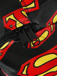SUPERMAN X SHEIN Logo印花聚酯纖維旅行收納袋 分類收納整理袋 多尺寸可選 - 黑紅色 - 查看 6