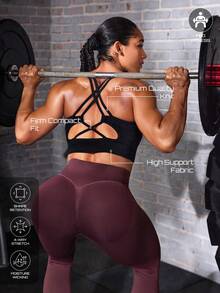 Solea Cove Seamless Women's Sports Bra, Women's Yoga Sports Bra, Slim Fit Back Strap Bra, Sports Bra, Casual Yoga Sports - Black - View 1