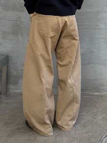 DAZY Khaki Color Curved Hem Men's Pants - Khaki - View 9