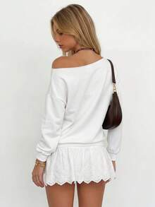 Sundraya Women's Casual Bow Embroidered Sweatshirt - White - View 3