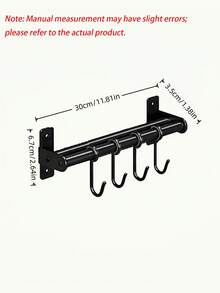 1 pieza Gancho de cocina montado en la pared sin perforación, estante multifuncional para almacenar utensilios de cocina del hogar. - Negro - Ver 16