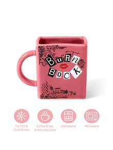 Mean Girls | SHEIN 11.83oz/350ml 《Burn Book》靈感方形陶瓷馬克杯，粉色創意書本造型咖啡杯，獨特飲具，適合粉絲，居家、辦公室與送禮首選 - 粉色 - 查看 3