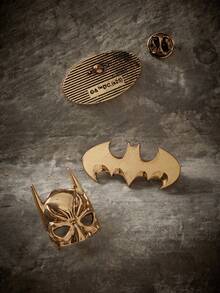 BATMAN X SHEIN 3件組時尚黑色鋅合金胸針別針套組，包包吊飾裝飾品，適合作為禮物、收藏品、紀念品 - 混色 - 查看 4