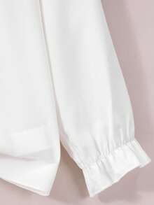 SHEIN Girls' Elegant Cute Embroidered Lace Petal Collar Princess Long Sleeve Button-Front Single-Breasted Casual Fashion Blouse, School, Birthday, Fall - White - View 4