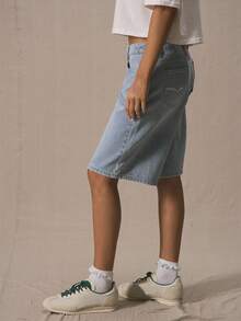 MUSERA 低腰長版牛仔短褲 春夏可愛度假風 90年代 Y2K Ibiza 音樂節演唱會街頭風 返校季 冬季 Nashville 休閒日常通勤辦公時尚 - 淺藍色 - 查看 3