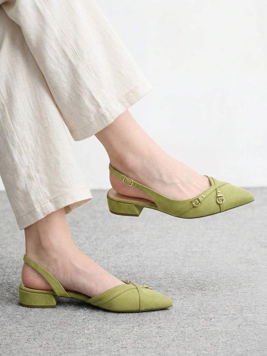 CUCCOO BIZCHIC Nuevo Diseño de Bailarinas Estilo Minimalista Puntiagudo para Desplazamientos, Elegantes, Adecuadas para Navidad y Primavera - Verde claro, - Ver 1