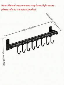 1 pieza Gancho de cocina montado en la pared sin perforación, estante multifuncional para almacenar utensilios de cocina del hogar. - Negro - Ver 17