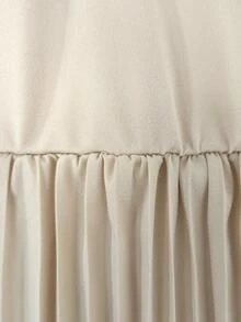 Elenzga 露肩褶皱腰女士优雅连衣裙 - 卡其色 - 查看 7