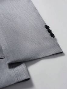 Manfinity Mode Men's Solid Color Single-Breasted Notch Lapel Long Sleeve Jacket And Pants Commuter Suit Set - Grey - View 5
