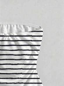 Comfortcana Women Striped Ruched Casual Versatile Daily Wear Tube Top,Summer Top - Multicolor - View 2
