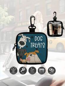 1 Pack Portable Polyester Dog Training Treat Bag With Zipper Closure, Colorful Pet Snack Pouch With Single-Sided Printing & One Transparent Side, Pet Accessory For Outdoor Activities & Dog Walking - Multicolor - View 5